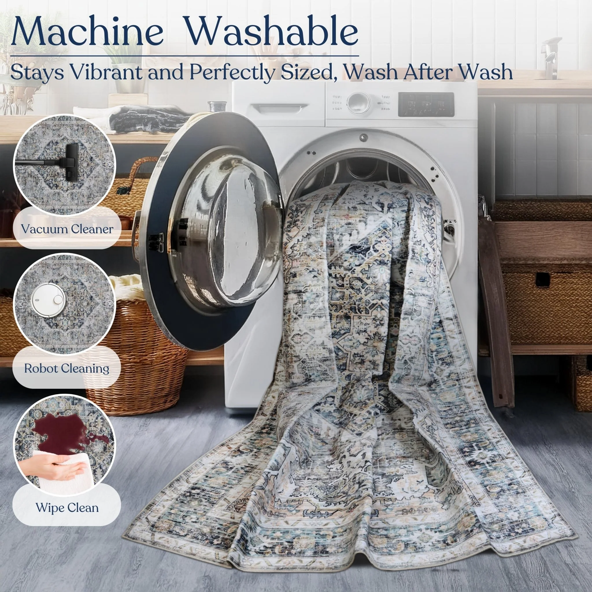 Antique Mist Machine Washable Rug - Image 8