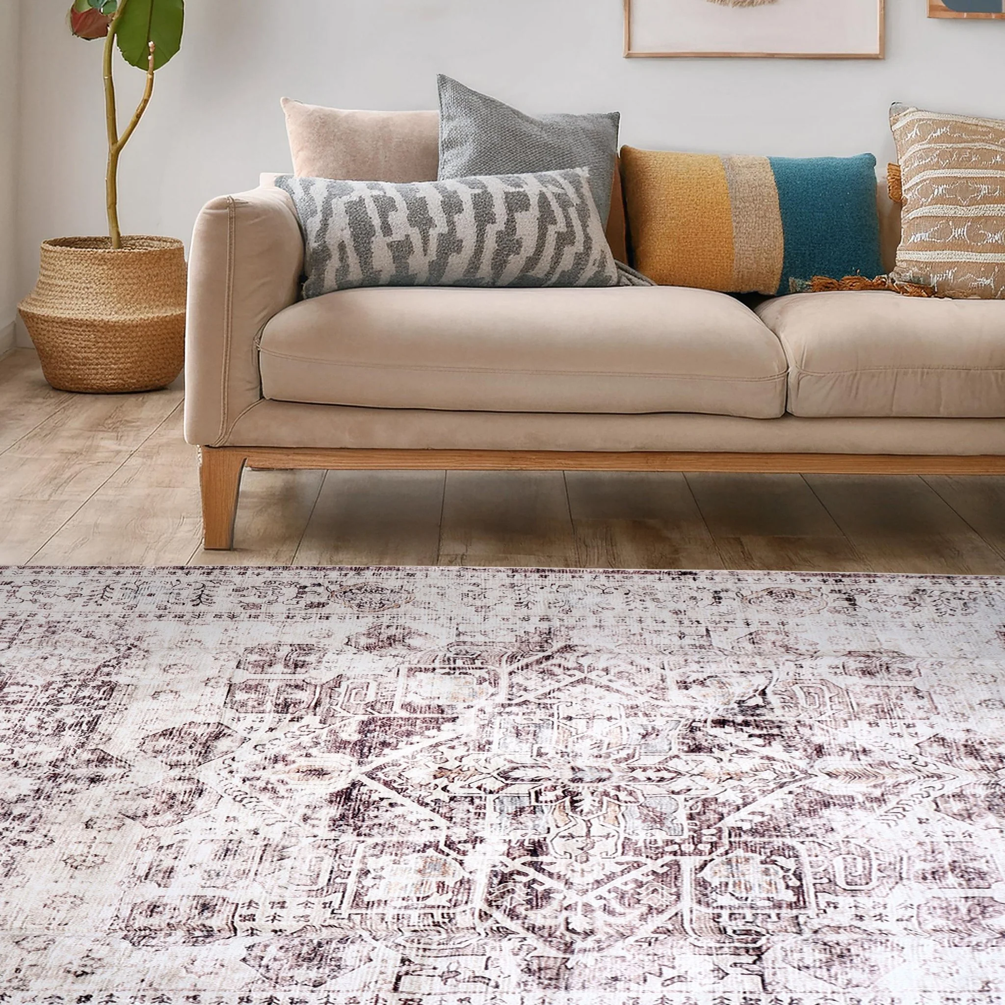Vintage Cocoa Machine Washable Rug - Image 6