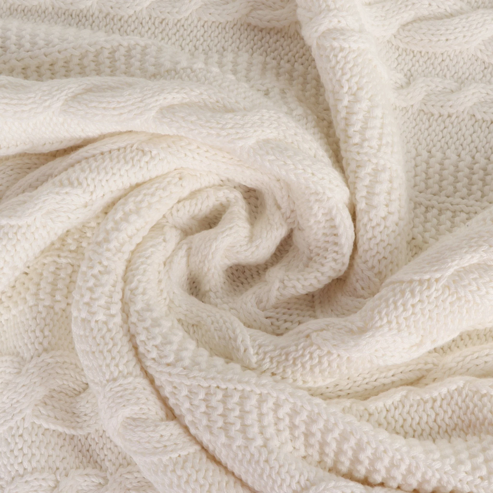 100% Organic Cotton Cable Knit Throw Blanket - Image 10