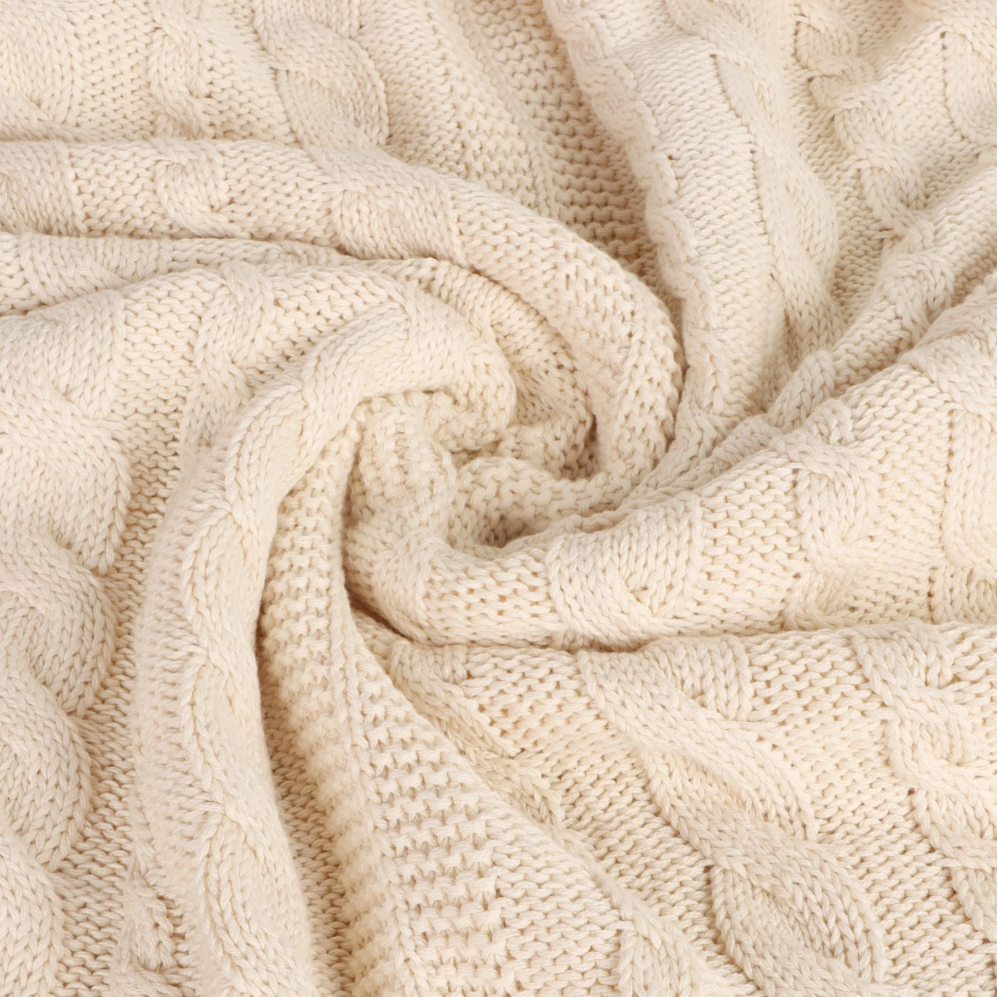 100% Organic Cotton Cable Knit Throw Blanket - Image 14