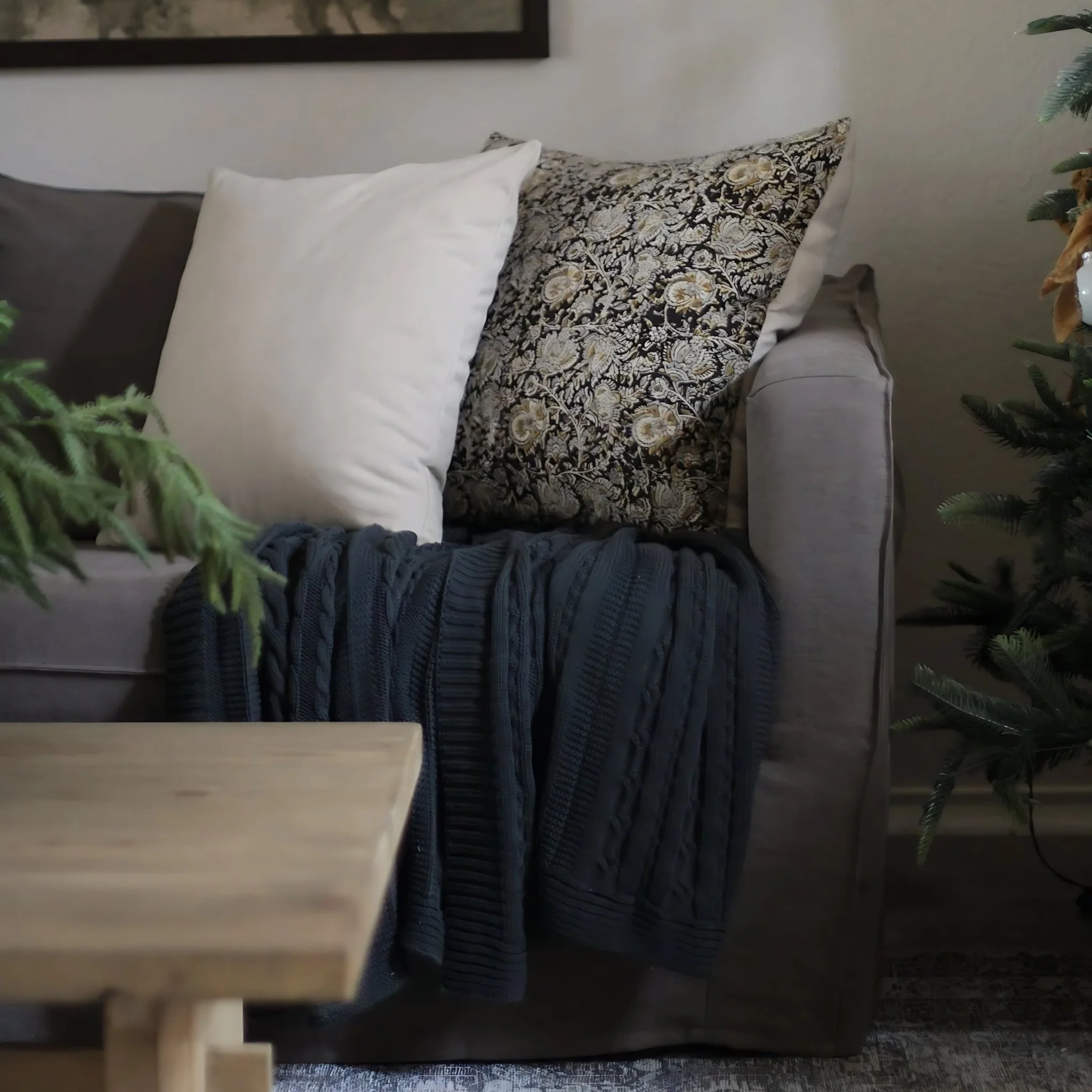 100% Organic Cotton Cable Knit Throw Blanket - Image 24