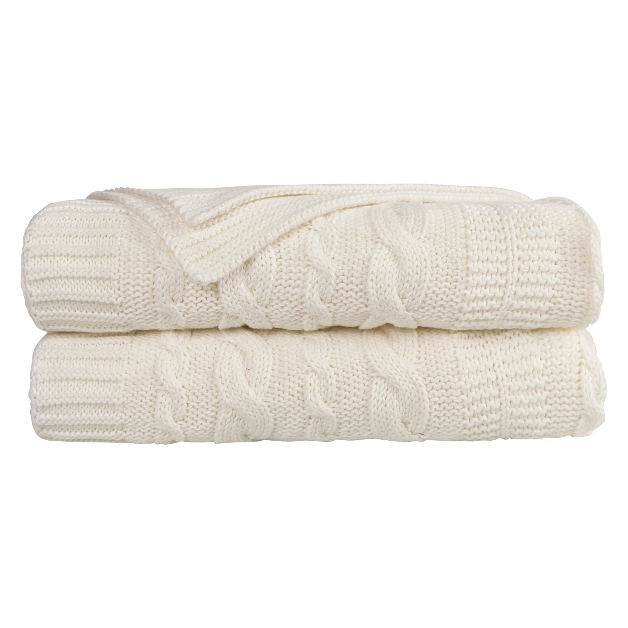 100% Organic Cotton Cable Knit Throw Blanket - Image 9